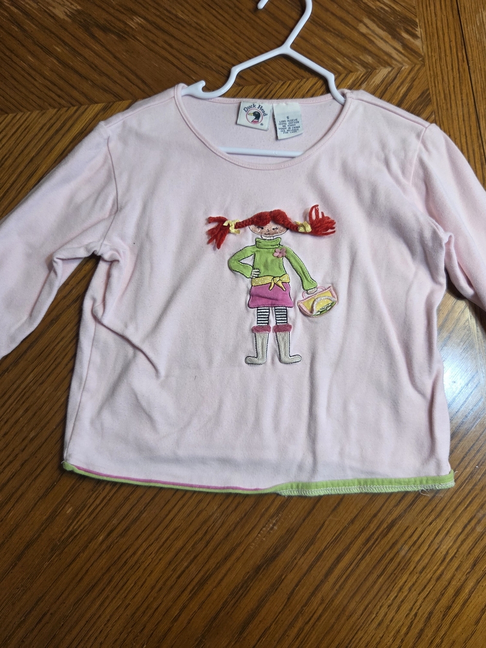 Pink Pigtail Graphic Long-Sleeve Tee for Kids